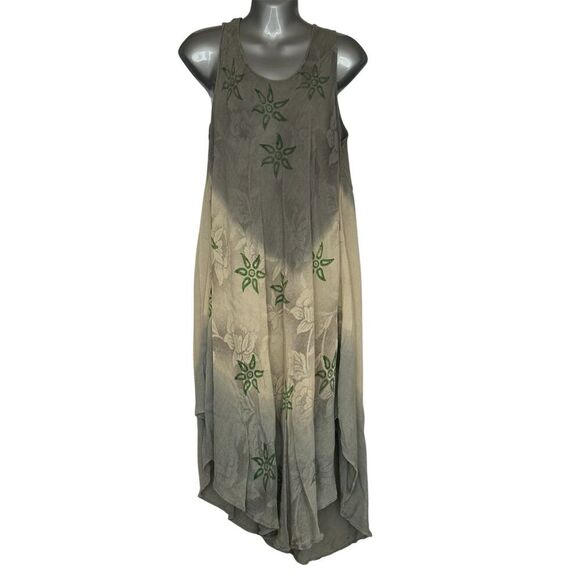 L.S.I. Women's Bohemian Midi Sundress Leaf Floral Print - Picture 1 of 4